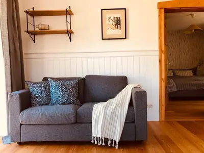 Ein Sitzbereich in der Unterkunft Katjas Kate Gartenwohnung