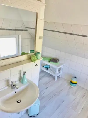 Ein Badezimmer in der Unterkunft ''Zur alten Boddenfischerei'' Ferienwohnung Weitblick