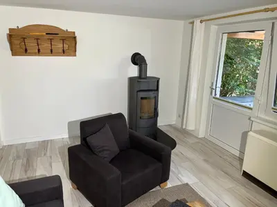 Ein Sitzbereich in der Unterkunft ''Zur alten Boddenfischerei'' Ferienwohnung Weitblick
