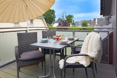 Ein Balkon oder eine Terrasse in der Unterkunft Strandglück