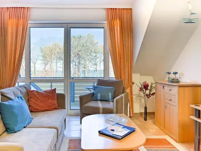 Ein Sitzbereich in der Unterkunft Residenz am Strand, Whg 123