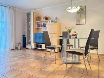 Ein Sitzbereich in der Unterkunft Residenz am Strand, Whg 232