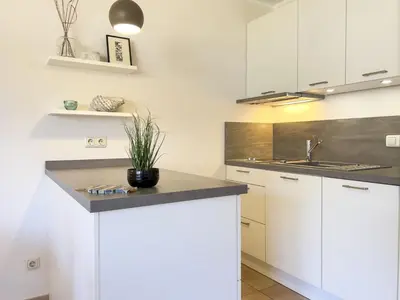 Küche/Küchenzeile in der Unterkunft Residenz am Strand, Whg 238