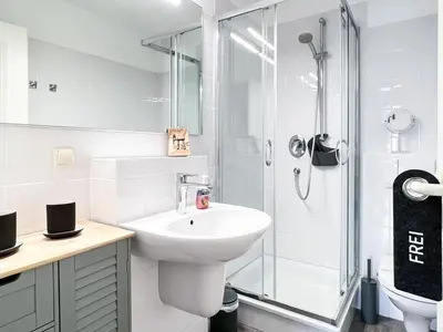 Ein Badezimmer in der Unterkunft Kormoran 19