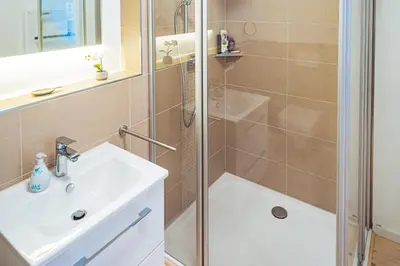 Ein Badezimmer in der Unterkunft Windrose
