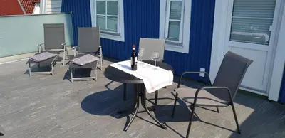 Ein Balkon oder eine Terrasse in der Unterkunft Strandmöwe 2