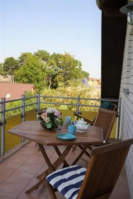 Ein Balkon oder eine Terrasse in der Unterkunft Strandburg