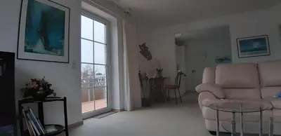Ein Sitzbereich in der Unterkunft Strandburg