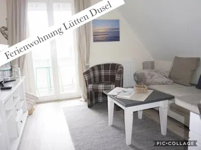 Ein Sitzbereich in der Unterkunft Ferienwohnungen im Haus Borée