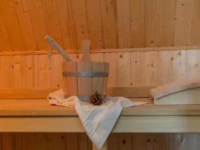 Grundriss der Unterkunft Luxushaus Bodstedt mit Sauna am Bodden