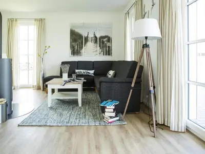Ein Sitzbereich in der Unterkunft Luxushaus Boddenküste mit Sauna