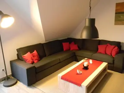 Ein Sitzbereich in der Unterkunft Schifferhaus 