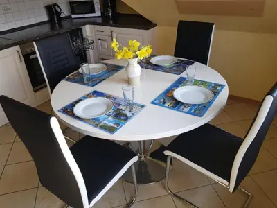 Küche/Küchenzeile in der Unterkunft Ferienwohnung Strandglück
