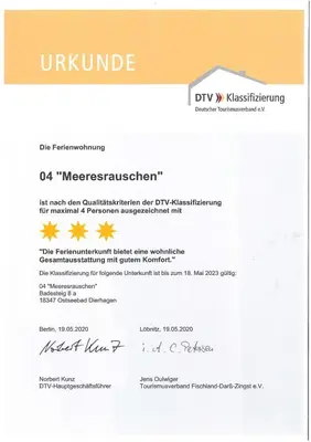 Ein Zertifikat, Auszeichnung, Logo oder anderes Dokument, das in der Unterkunft 