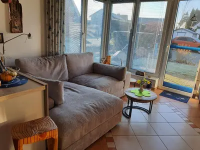 Ein Sitzbereich in der Unterkunft Ferienhaus Ginster