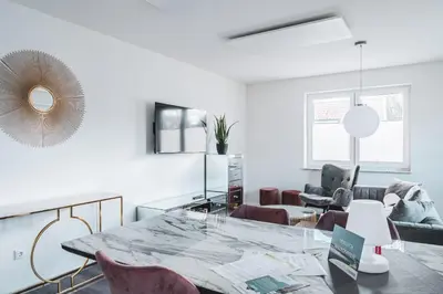 Ein Sitzbereich in der Unterkunft Dünenquartier - Apartment 01