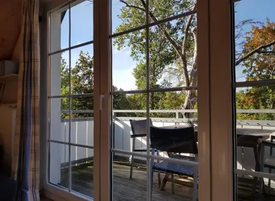 Ein Balkon oder eine Terrasse in der Unterkunft Strandmuschel