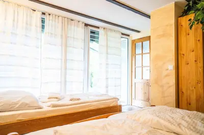 Ein Bett oder Betten in einem Zimmer der Unterkunft Hexenhaus Mittelerde