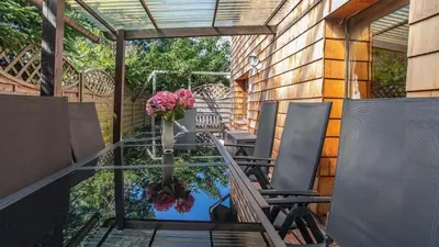 Ein Balkon oder eine Terrasse in der Unterkunft Hexenhaus Remise