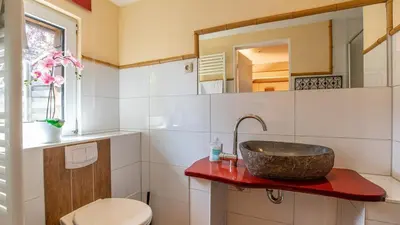 Ein Badezimmer in der Unterkunft Hexenhaus kleine Finka
