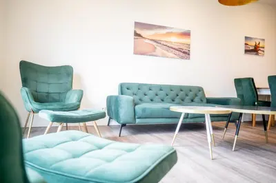 Ein Sitzbereich in der Unterkunft Apartmenthaus Wittsande Wittsande 09