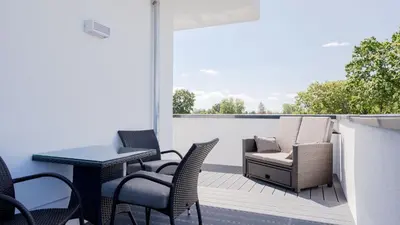 Ein Sitzbereich in der Unterkunft Apartmenthaus Wittsande Wittsande 12