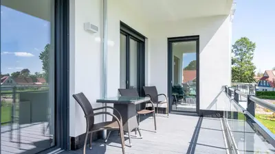 Ein Balkon oder eine Terrasse in der Unterkunft Apartmenthaus Wittsande Wittsande 02