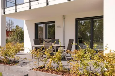 Ein Garten an der Unterkunft Apartmenthaus Wittsande Wittsande 03