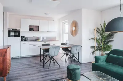 Küche/Küchenzeile in der Unterkunft Dünenquartier Apartment 02