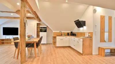 Küche/Küchenzeile in der Unterkunft Mühlenhaus Windmühle