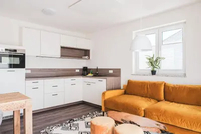 Küche/Küchenzeile in der Unterkunft Dünenquartier Apartment 11