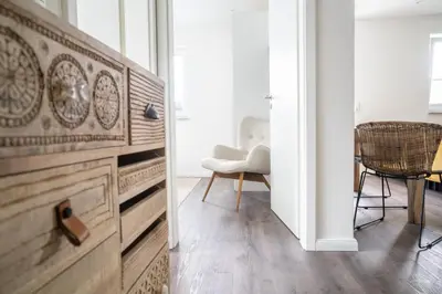 Ein Sitzbereich in der Unterkunft Dünenquartier Apartment 14