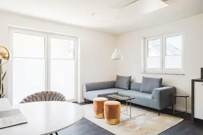 Ein Sitzbereich in der Unterkunft Dünenquartier Apartment 16