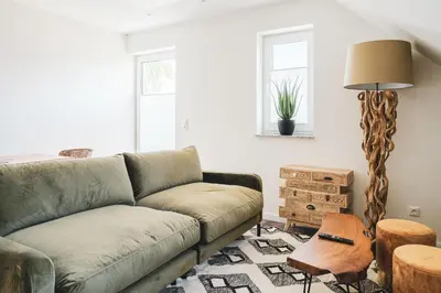 Ein Sitzbereich in der Unterkunft Dünenquartier Apartment 22