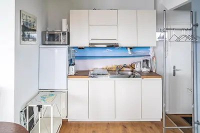 Küche/Küchenzeile in der Unterkunft Ferienwohnung Kiek ut