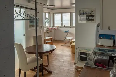 Küche/Küchenzeile in der Unterkunft Ferienwohnung Kiek ut