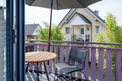 Ein Balkon oder eine Terrasse in der Unterkunft Kranichhus Kranich 2