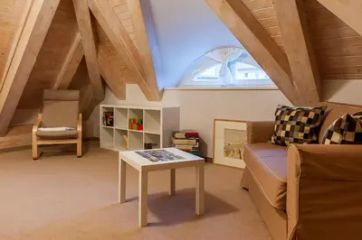 Ein Sitzbereich in der Unterkunft Fischerhus