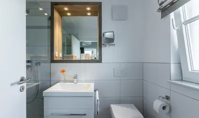 Ein Badezimmer in der Unterkunft Haus Seeschwalbe
