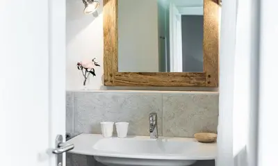 Ein Badezimmer in der Unterkunft Hof Zeesenblick 03