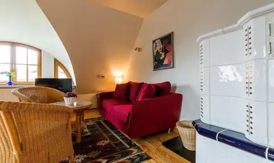 Ein Sitzbereich in der Unterkunft Ahrenshooper Landhaus 04