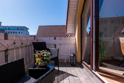 Ein Balkon oder eine Terrasse in der Unterkunft Haus Ostseenixe 03