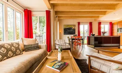 Ein Sitzbereich in der Unterkunft Hyggelig Hus