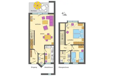 Grundriss der Unterkunft Ferienpark Freesenbruch Reihenhaus 5a - Eichhörnchen