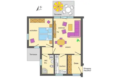 Grundriss der Unterkunft Ferienpark Freesenbruch Wohnung 4 1 - Boddenkiker
