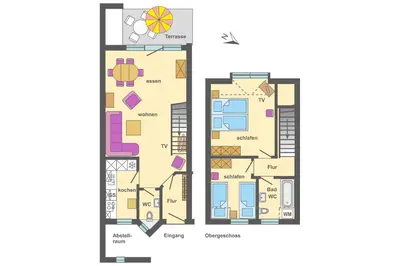 Grundriss der Unterkunft Ferienpark Freesenbruch Reihenhaus 5b - Seehund