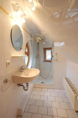 Ein Badezimmer in der Unterkunft Ferienpark Freesenbruch Wohnung 4 6 - Boddenblick