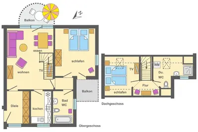 Grundriss der Unterkunft Ferienpark Freesenbruch Wohnung 2 6 - Windrose