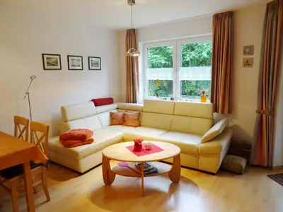 Ein Sitzbereich in der Unterkunft Ferienwohnung Sobek