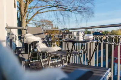 Ein Balkon oder eine Terrasse in der Unterkunft Logierhaus Friedrich WE 17 - 